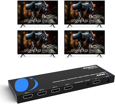 OREI 1x4 HDMI Splitter 4K@60Hz & Audio Extractor with Downscaling, HDR10+