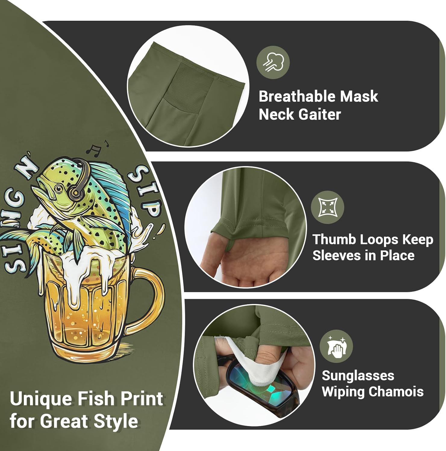 Palmyth Fishing Shirts for Men Long Sleeve Sun Protection Fishing Hoodie UPF 50+ Shirt Neck Gaiter