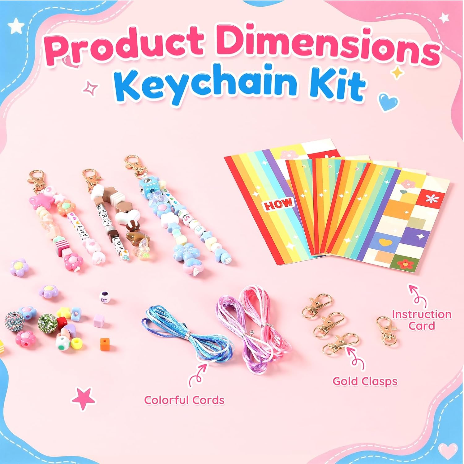 KNHYDWD 618PCS DIY Beaded Keychain Making Kit, Colorful Bag Charm Supplies