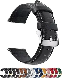 Fullmosa Watch Band, Quick Release Leather Watch Strap for Men Women, Replacement Bands Width 14mm 16mm 18mm 19mm 20mm 21mm 22mm 24mm
