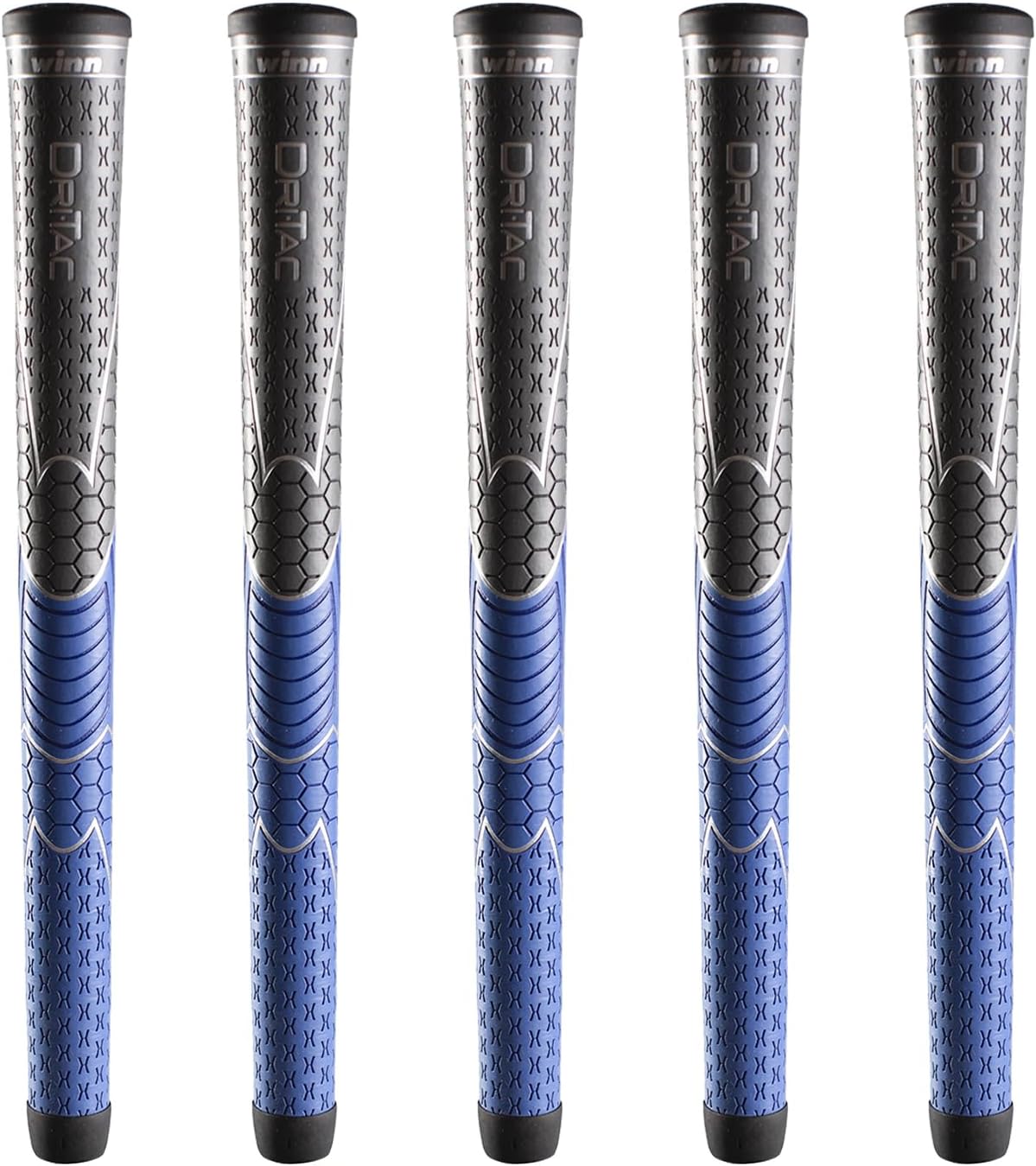 Winn Golf Grips DriTac Non-Slip Cushioned, Moisture-Wicking & Shock Absorption,AVS Technology, Hand Alignment & Lighter Grip Pressure,Tacky All Weather - (Gray / Blue)