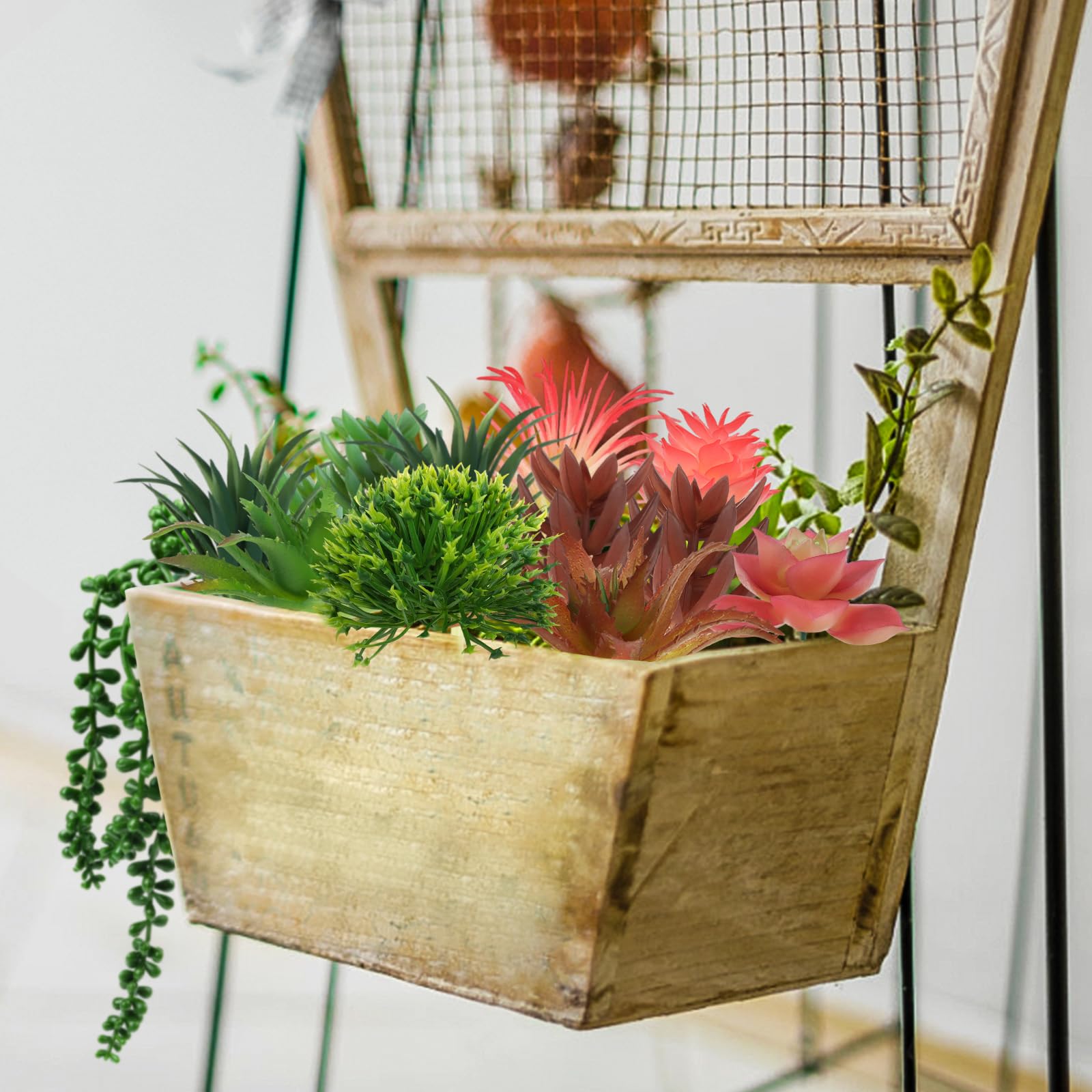 QUOZUO Künstliche Sukkulenten, 14 Stück, bunte Sukkulenten, Mini-Sukkulenten für Heimwerker, Basteln, Zuhause, Garten, Büro, Party