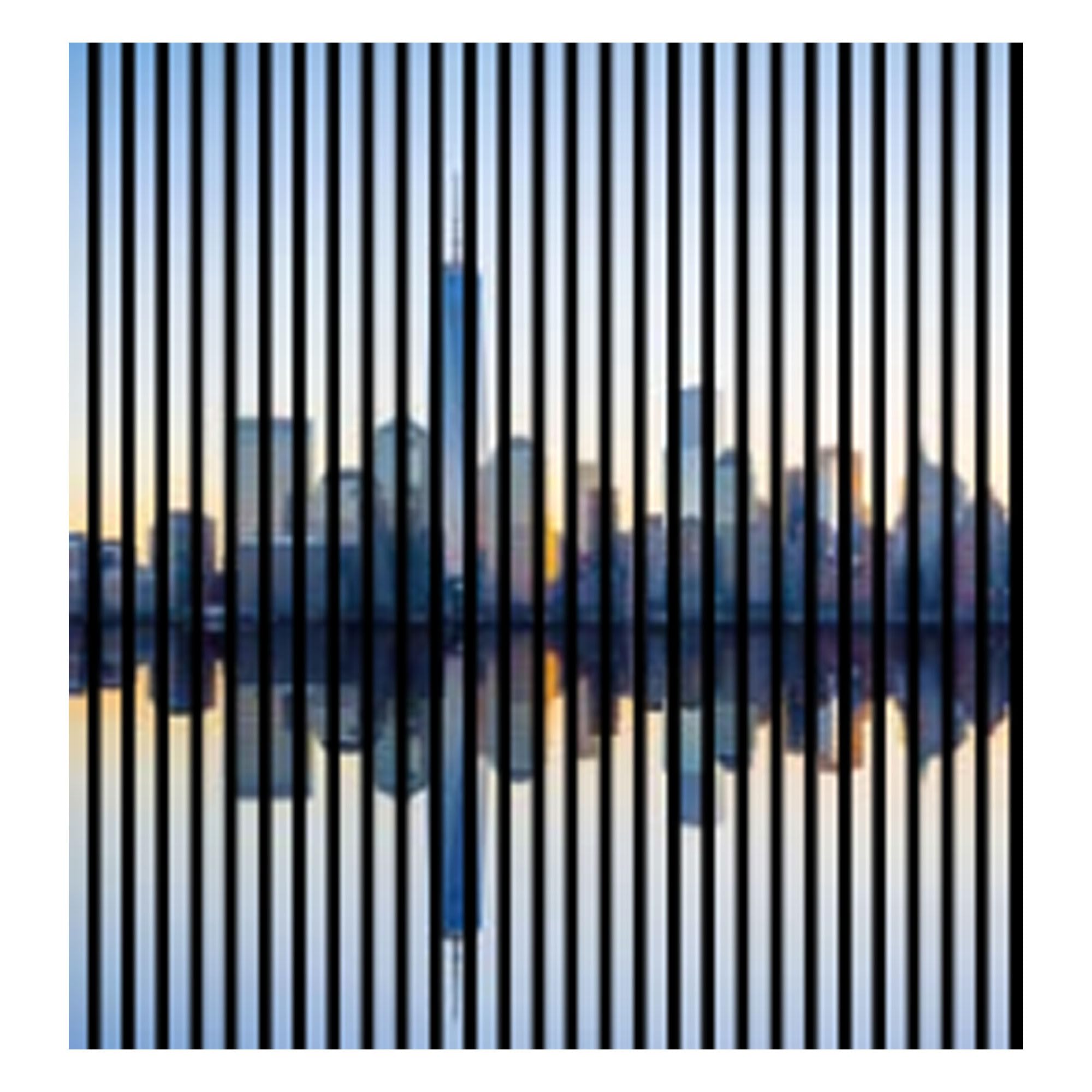 Panele akustyczne z nadrukiem cyfrowym New York01 19 x 1133 x 1195 mm New York Skyline MDF włókna PET panele ścienne niebieskie 2 pojedyncze płyty