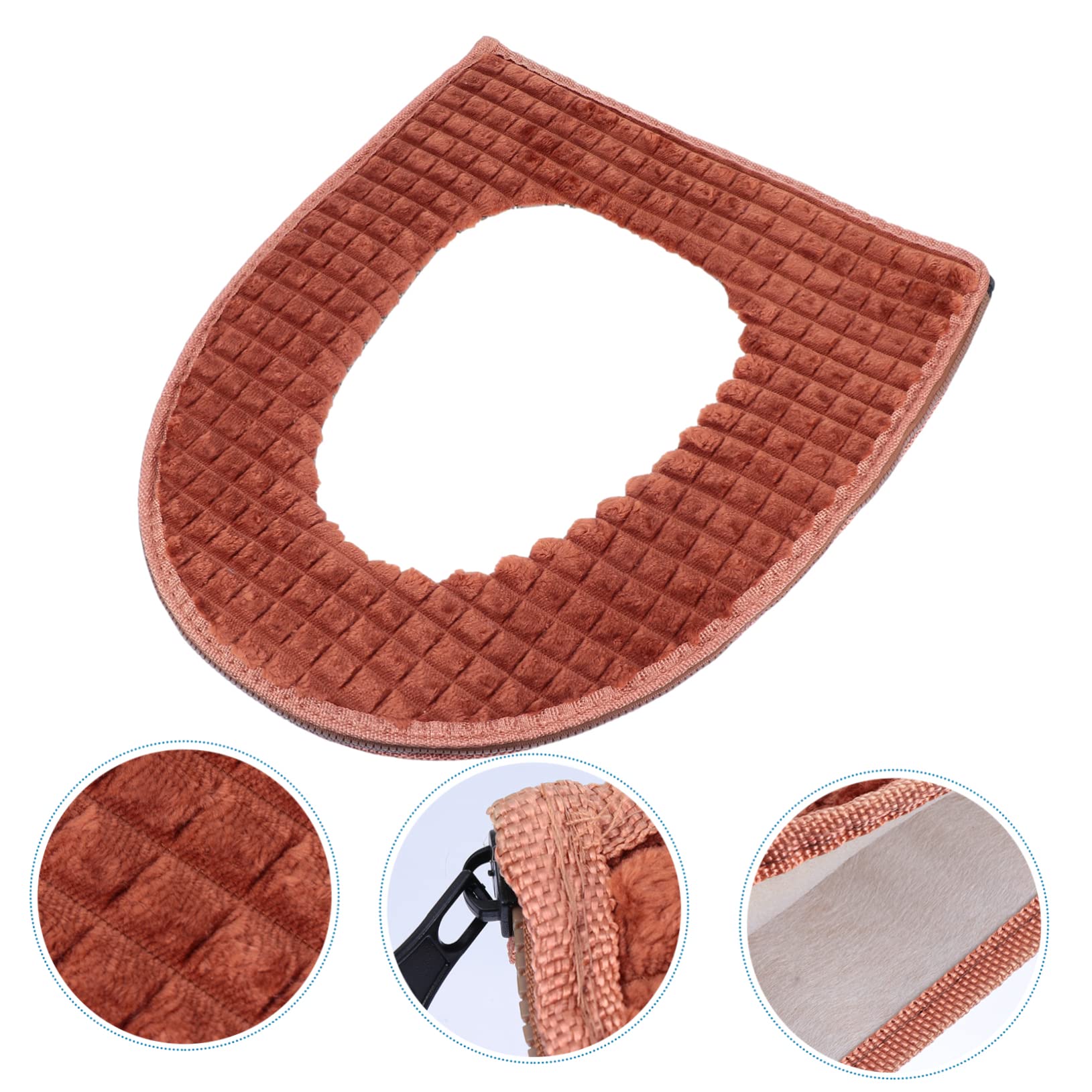 Ciieeo 2 Pcs Toilet Seat Lid Cover with Cushion Pad Washable Round Seat Cover for Bathroom