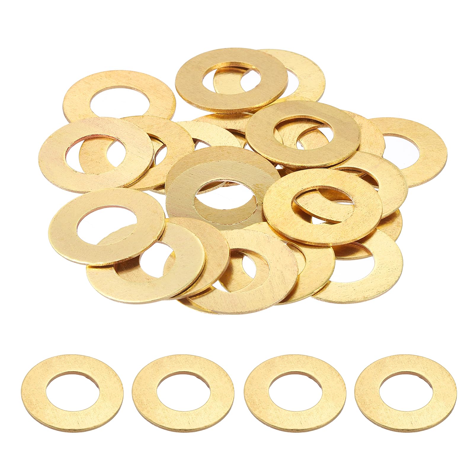 PATIKIL M12 Flat Washers, (24mm OD 1.2mm Thickness, Golden) (32 Pcs), Brass Metric Sealing Gasket Ring Crush Washer Spacers for Faucets/Garden/Bolts/Screws/Hose Pipe