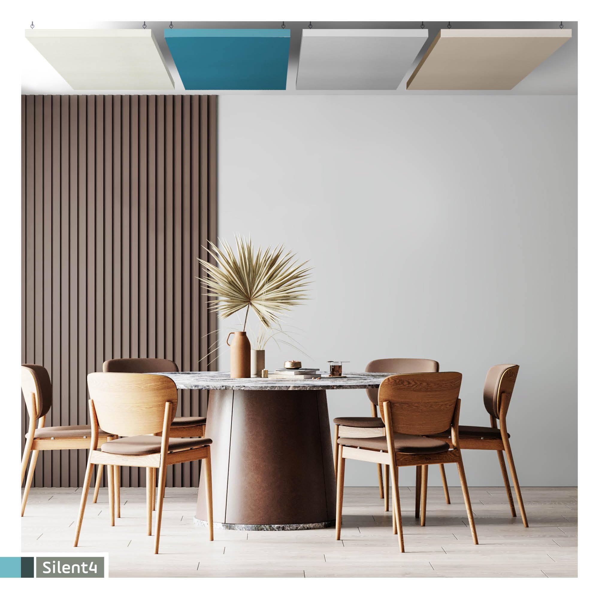 SILENT4® Absorbeur acoustique mur & plafond 120x60x5cm, montage par vis, acoustique améliorée prouvée par panneau acoustique avec revêtement en tissu gris foncé