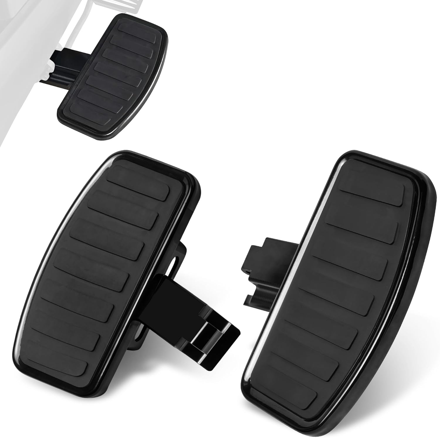 Black w/Horizontal Stripes Driver Floorboards Footboards Bundles with 3 Mesh Pockets Front Trunk Lid Organizer For Can Am Ryker 600 900, Rally Edition, Sport 2019+ Accessories