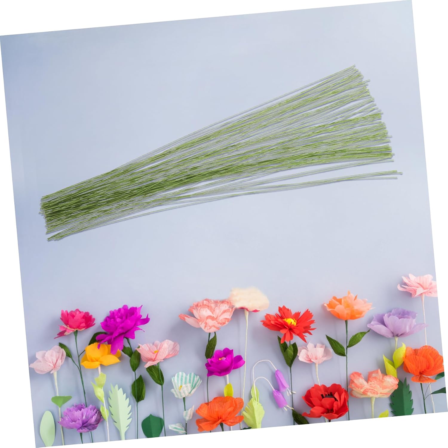 STOBOK 200pcs Green Floral Wire Stems for DIY Crafts Iron Wire for Flower Arrangements Bouquets Wreaths and Art Projects