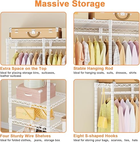 Miniatura 5 de Ulif F4 - Perchero resistente (con barra de suspensión), percheros independientes para colgar ropa, sistema organizador de armario ajustable,