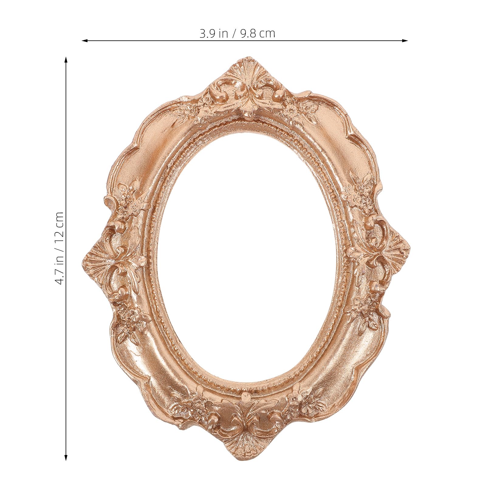 LOGOFUN Antique Picture Frame Vintage Photo Frame Refrigerator Magnet Small Resin Frame or Home Wall Decor - Gold Elliptical 4.7 * 3.9IN