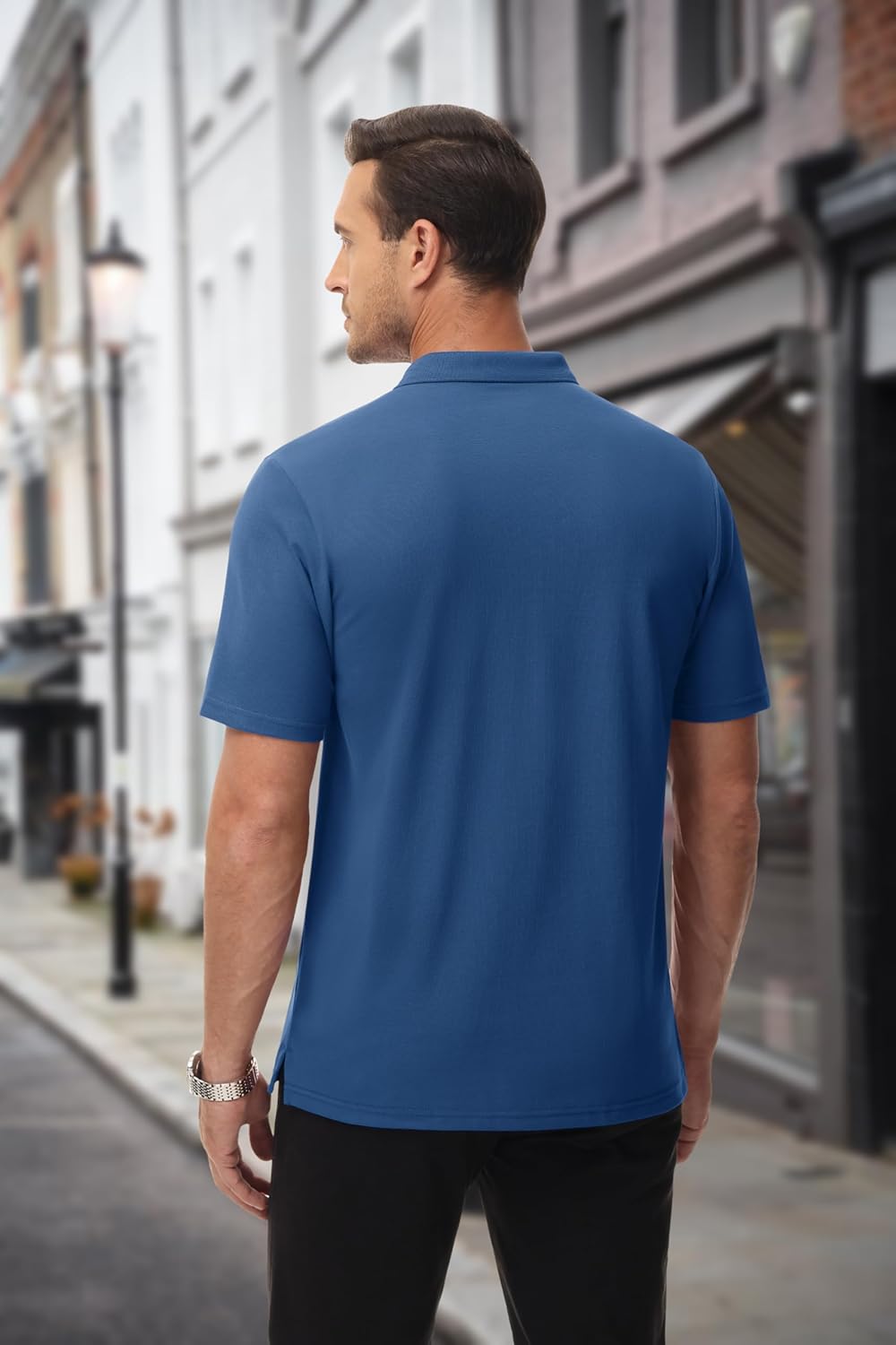 MAGCOMSEN Mens Polo Shirts with Pocket Cotton Pique Short Sleeve Collared Shirt Moisture Wicking Golf Shirts 3-Button Shirts