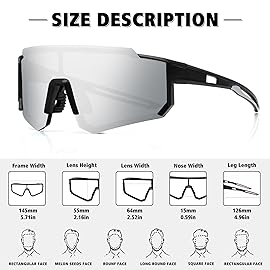 STORYCOAST Polarized Sports Sunglasses for Men Women,Bike Glasses Cycling Mountain Bike Sunglasses UV403 Protection Black-Silver