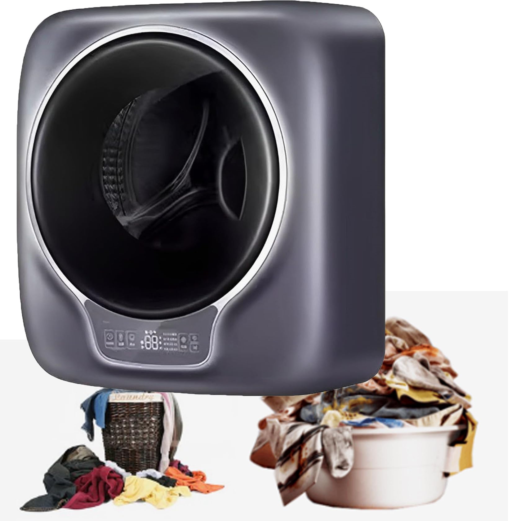 ZUMAHA Mini Lavadora De 3 Kg, Lavadoras De Tambor Montadas En La Pared, Lavadora Y Secadora Completamente AutomáTica, para Apartamentos De Viaje, Dormitorios
