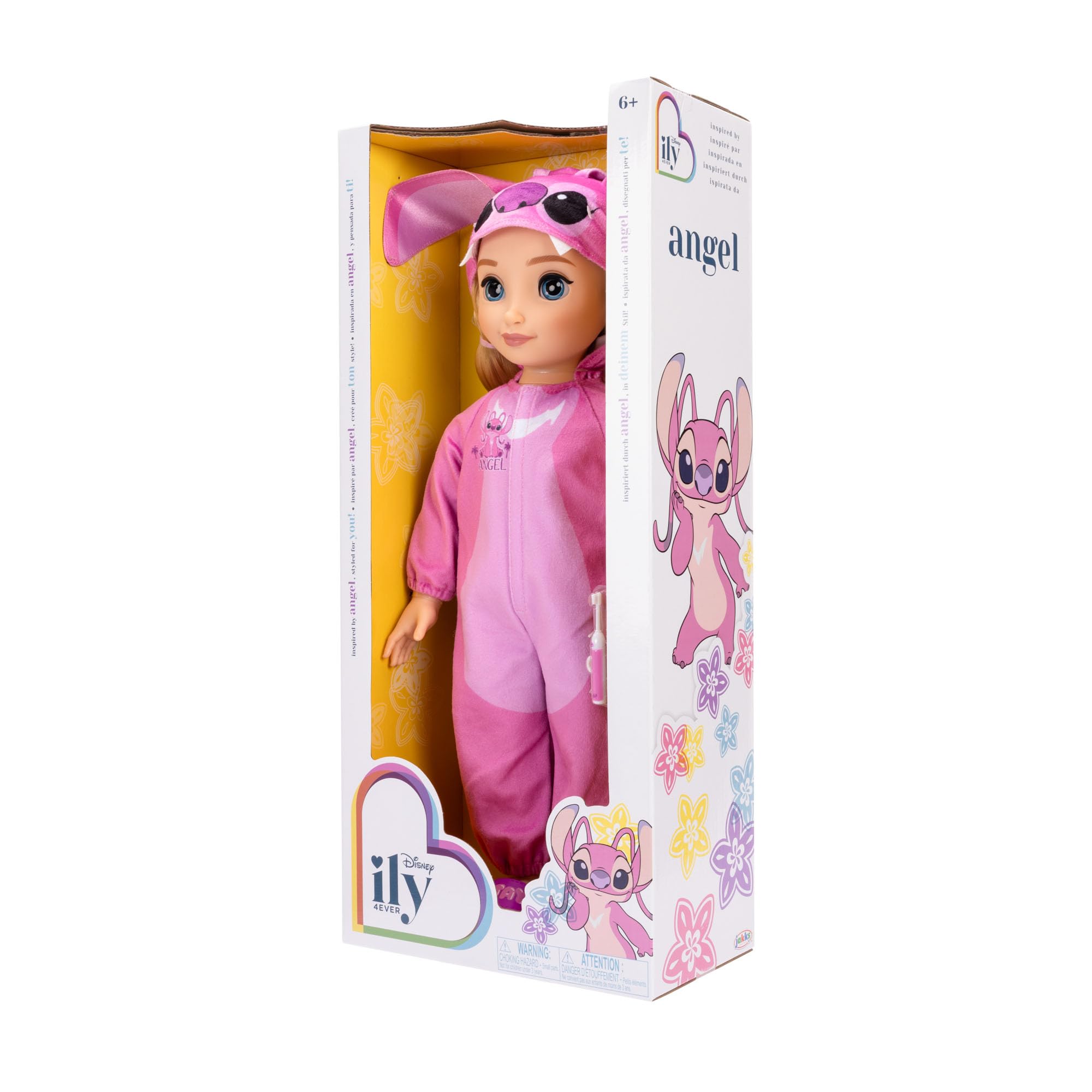 Disney ILY 4EVER Angel 45cm - 18"- Doll with Blonde Hair - Includes Angel Inspired Pink Onesie, Pink Slides and Sleepover Toothbrush for Girls Aged 6+