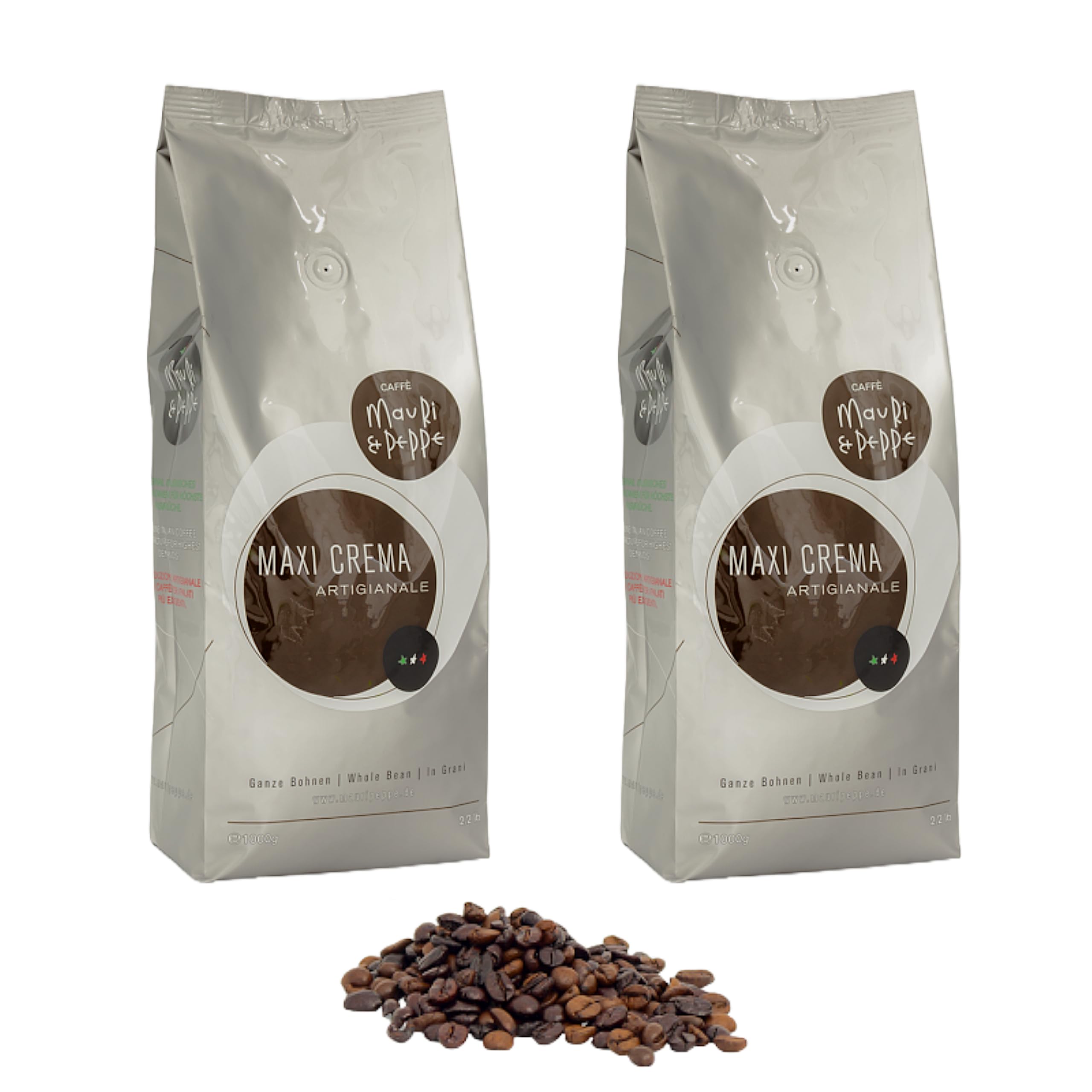 Mauri & Peppe Maxi Crema 2000 g całe ziarna kawy – oryginalne włoskie rękodzieło do palenia, spełniające najwyższe wymagania!