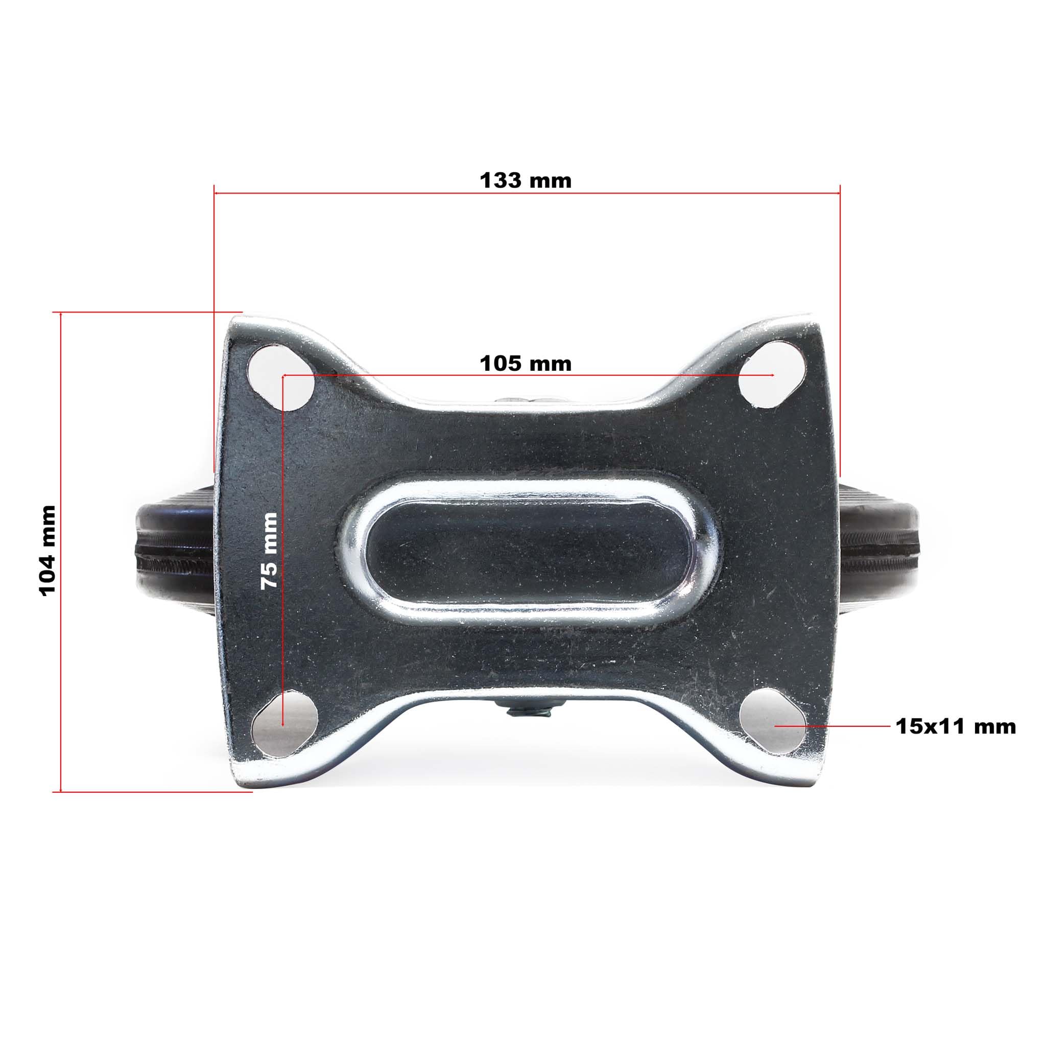 Wiltec Kit de 4 Roulettes fixes – Ø 200 mm – Capacité de charge 150 kg – Roue en caoutchouc avec Plaque de montage et Jante métallique – Dispositif de transport, usage sans traces