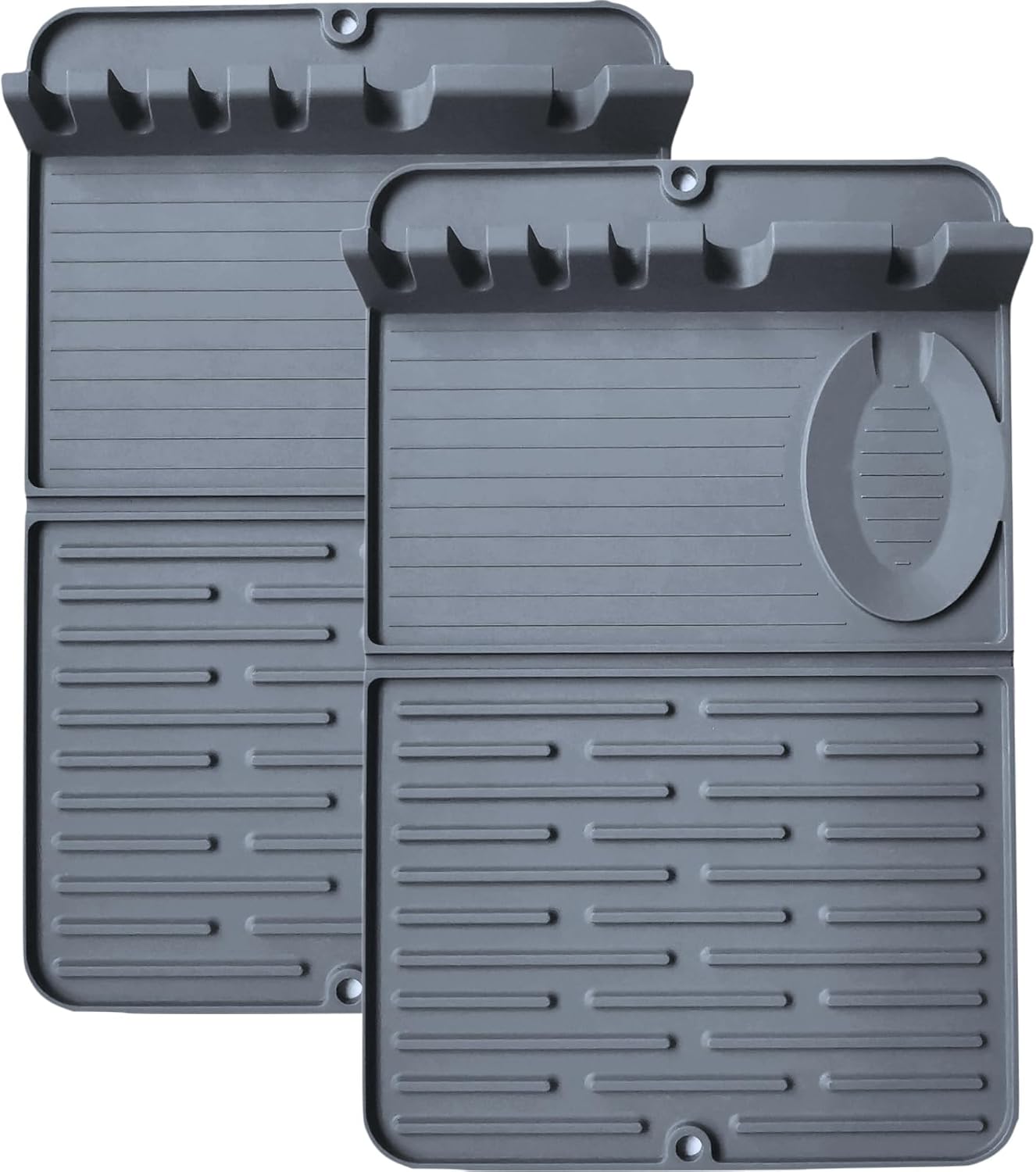 2 Pack Silicone Dish Drying Mat for Small Kitchens Or Travel - 15.8"x10.2" & Foldable & Space-Saving | Heat-Resistant, Non-Slip | Bonus [Drawstring Bag & 2 Suction Cup Hook]