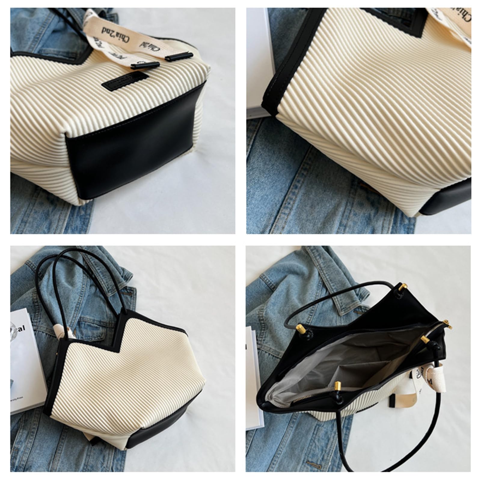 Umhängetasche Lässige Tasche Im Pendler-Stil, Umhängetasche, Einkaufstasche-weiß-40 * 14 * 21
