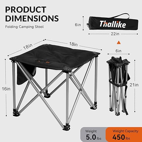 Miniatura 2 de Taburete de campamento acolchado mejorado con bolsa de almacenamiento de 18 pulgadas, reposapiés plegable de gran tamaño, portátil, resistente,