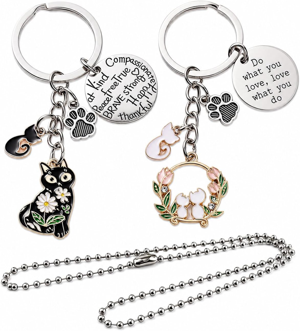 Cute Cat Keychain Bag Charms Enamel Cat Kawaii Keyring Decoration for Car Keys Handbags Phone case charm Gift