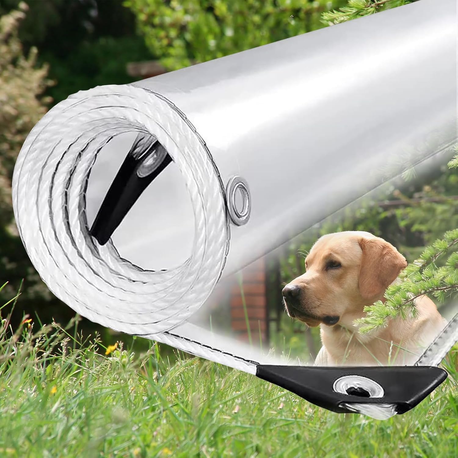 Clear Tarp 3x7ft Clear Tarps Heavy Duty Water Resistant,14Mil Thickened Transparent Tear Resistant PVC Vinyl Tarpaulin Enclosurewith Grommets and Reinforced Edges for Patio,Porch and Outdoor