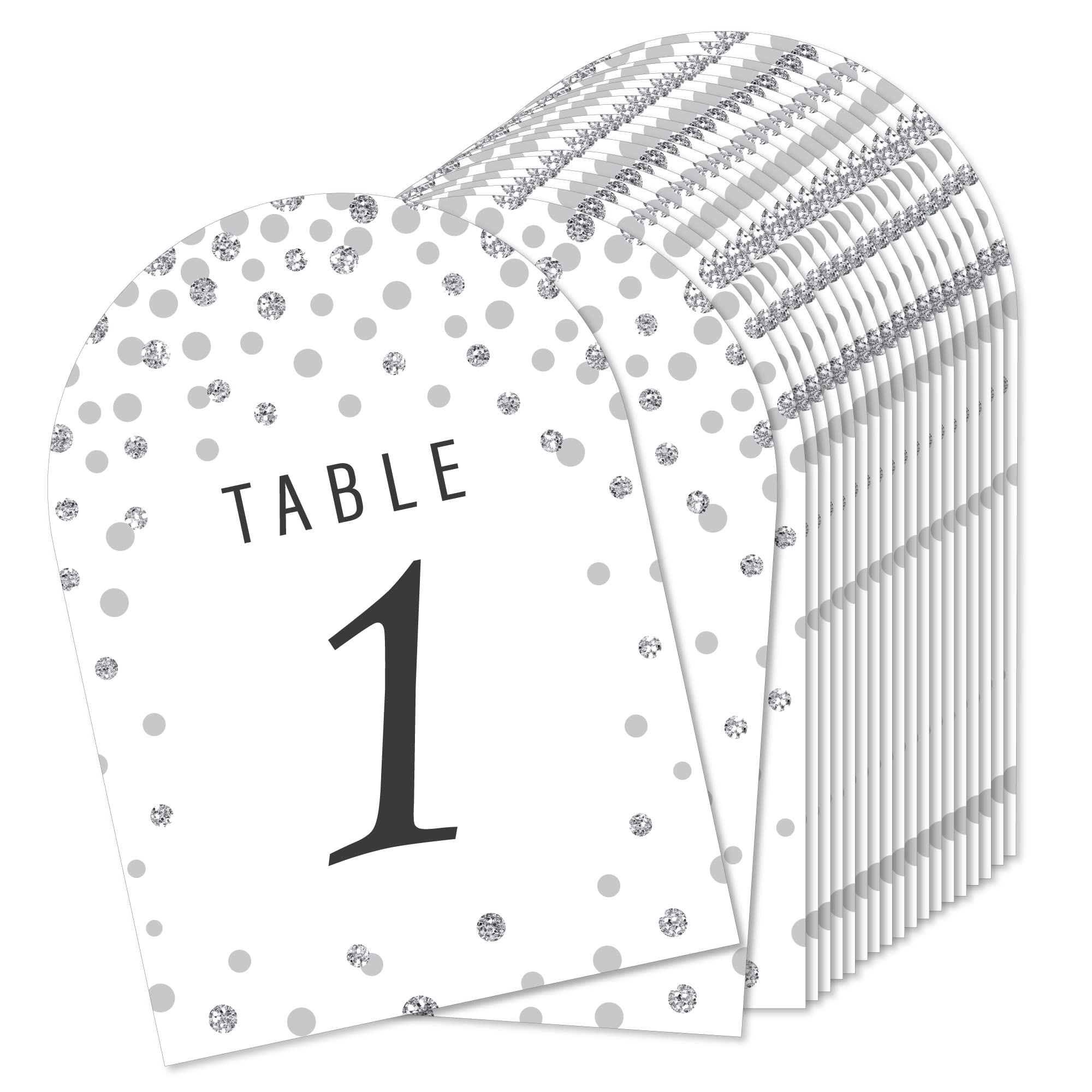 Big Dot of Happiness Silver Table Number Cards - Double-Sided 5 x 7 inch Wedding Reception Party Event Cards, Premium Cardstock Table Numbers 1-20