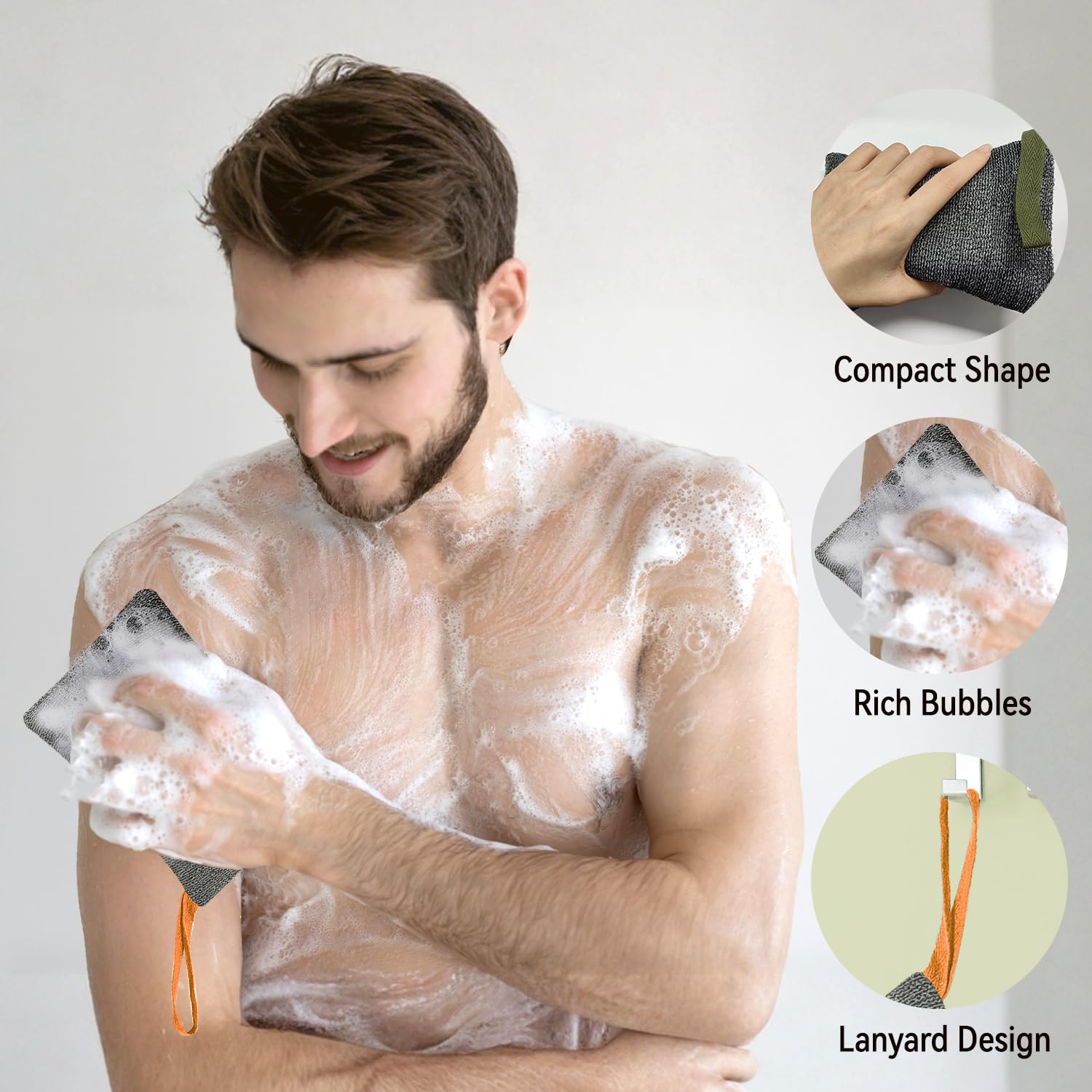 Bolsas exfoliantes corporales de nylon para jabón, espuma y secado, 2 unidades