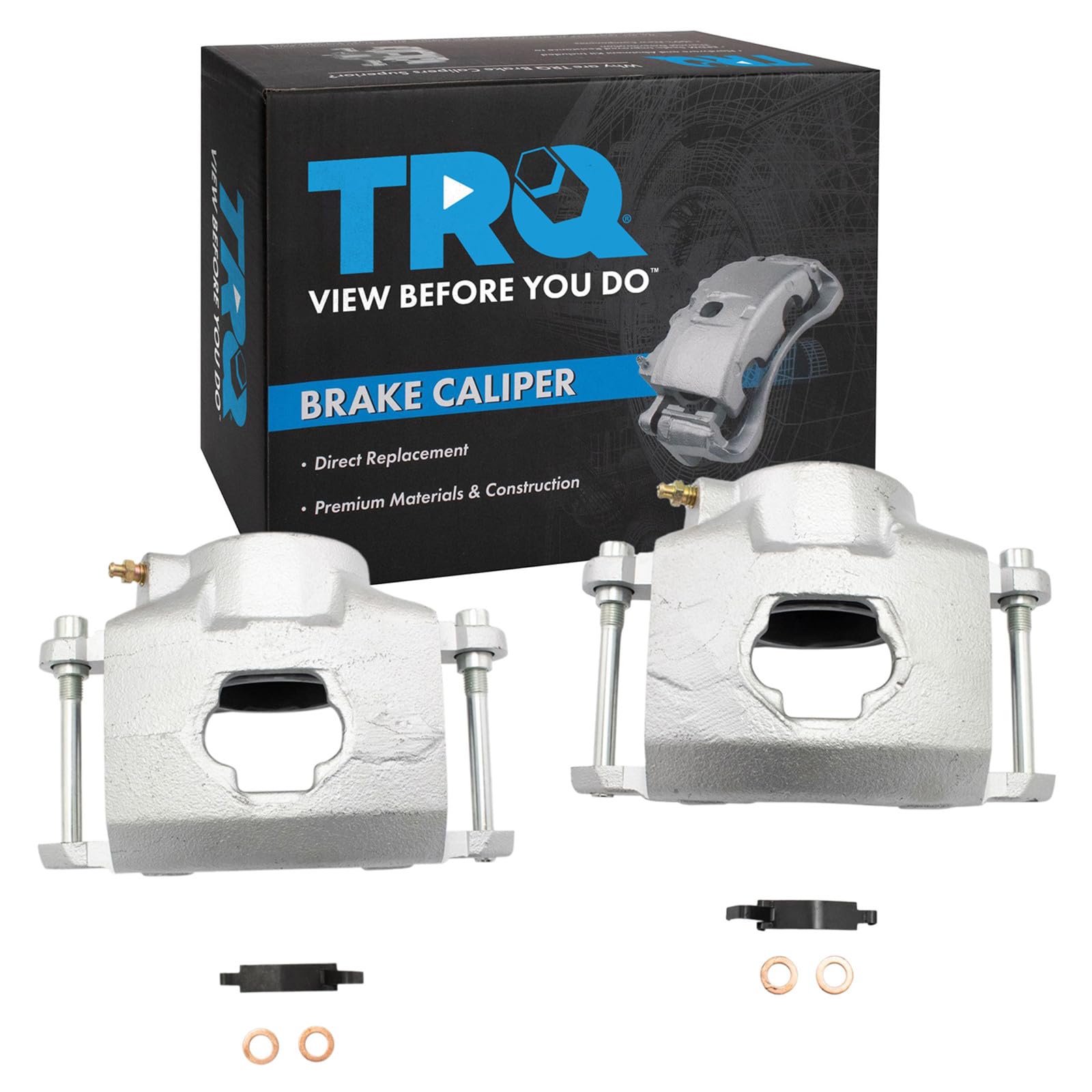 TRQ Front Driver and Passenger Side Brake Caliper Set Hardware