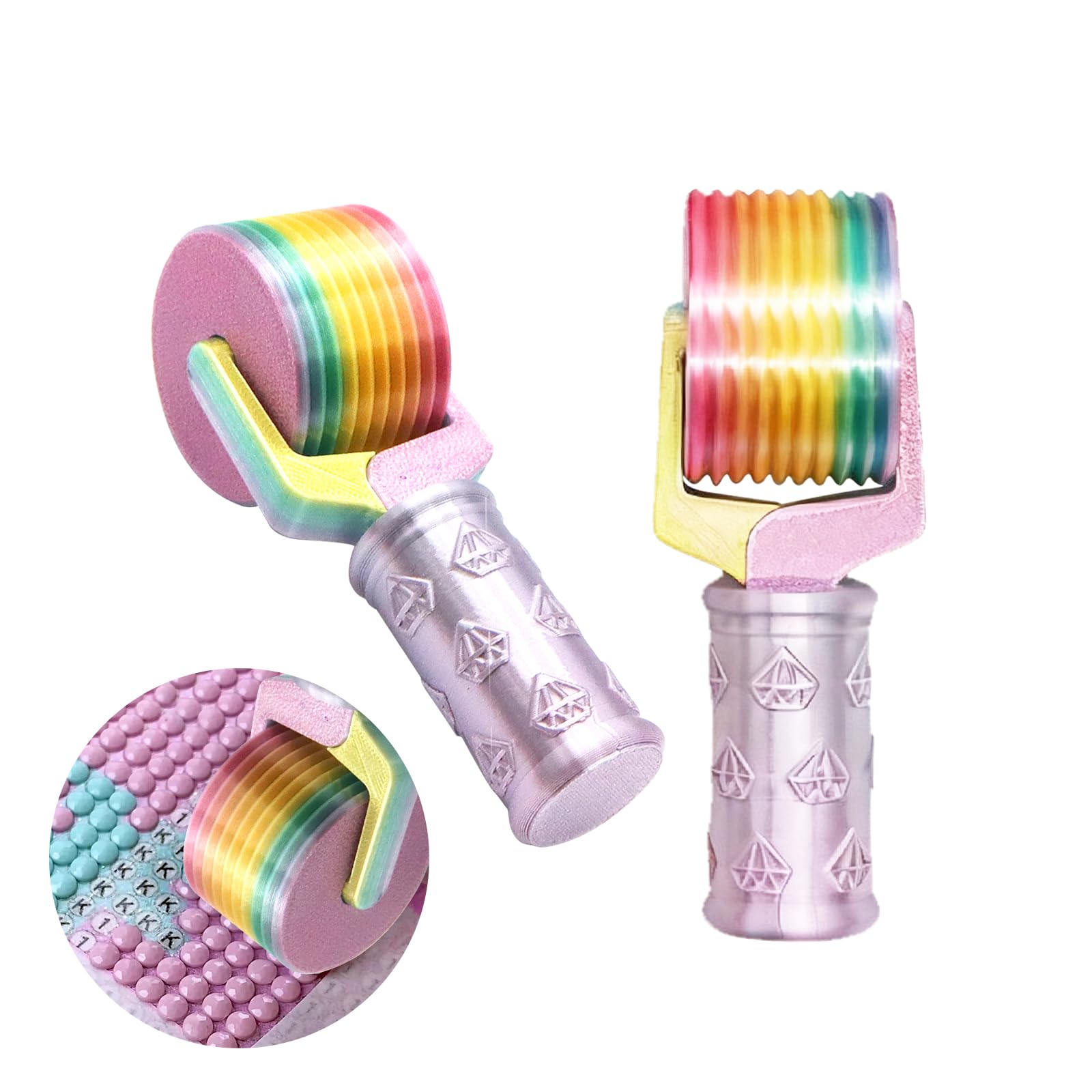 Eidoct Macaron Diamond Painting Accessories, Diamond Roller, -Colored Roller Tool, Ideal For Craft Enthusiasts, Suitable For Diamond Painting, Artwork, And Rhinestone Embroidery, 10.5X4.2x3.7cm (2 Pieces)