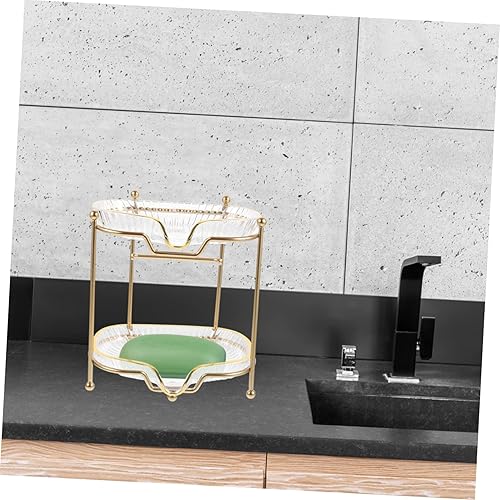 Miniatura 8 de PRETYZOOM Soporte de jabón de doble capa de alta calidad, plato de jabón de baño, ducha, bandeja para jabón, barra de drenaje, plato de
