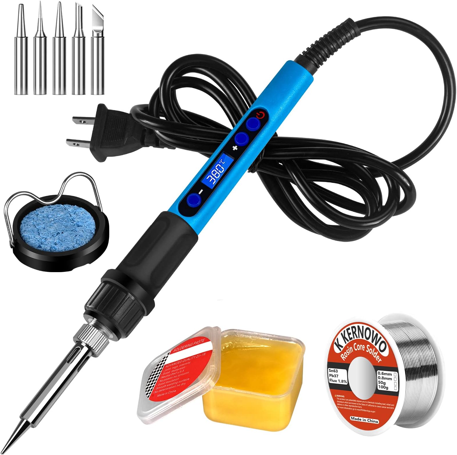 Soldering Iron Kit, 100W LCD Digital Soldering Gun, Portable Solder Iron with Adjustable Temperature Controlled and Fast Heating Ceramic Thermostatic Design, On/Off Switch, 9pcs Soldering Kit