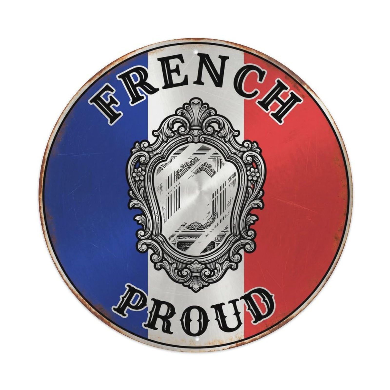 Olhnbad Style French Proud Mirror Vintage Object Heritage Emblem Metal Tin Sign