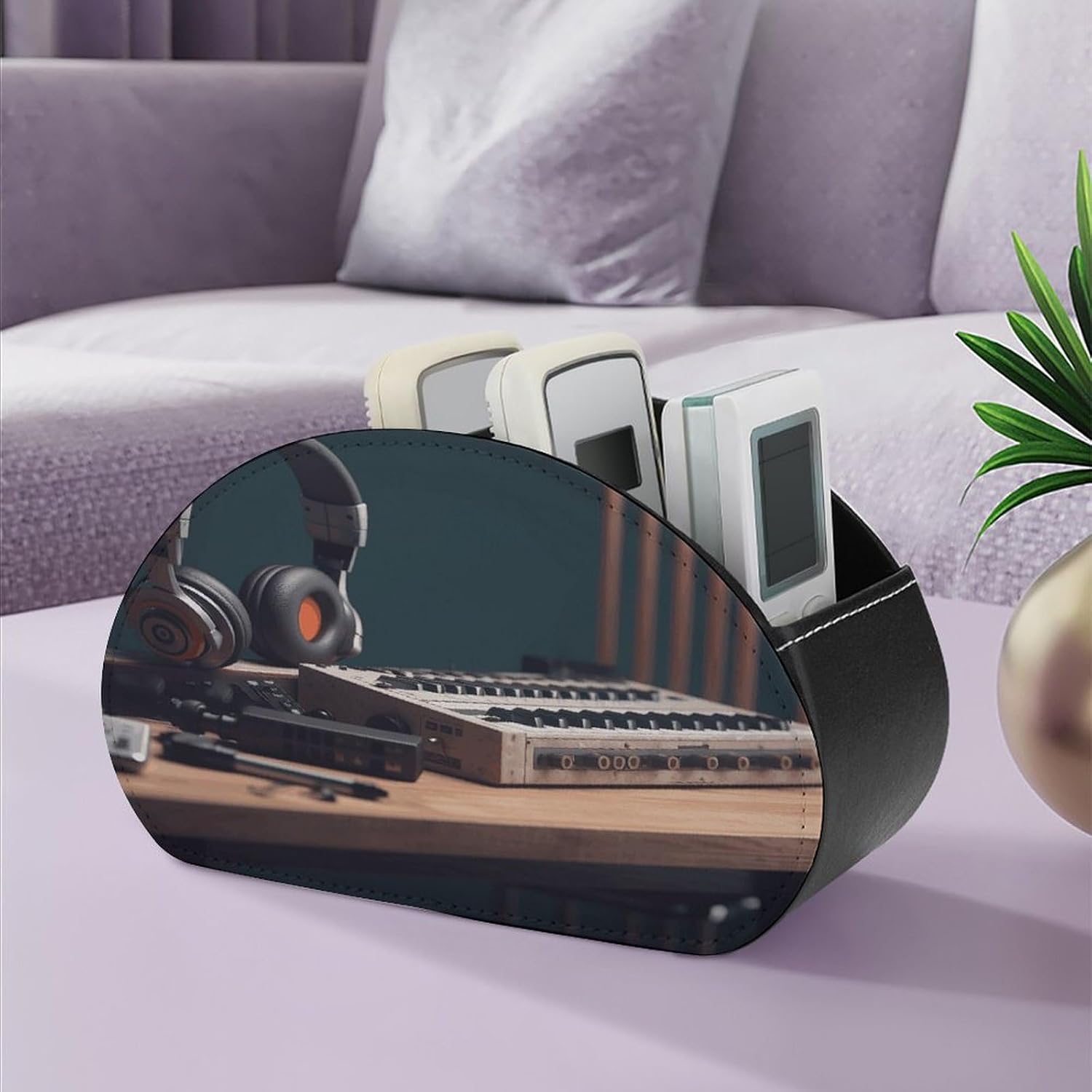Recorder Headphone PU Leather Remote Control Holder with 5 Compartments image 5