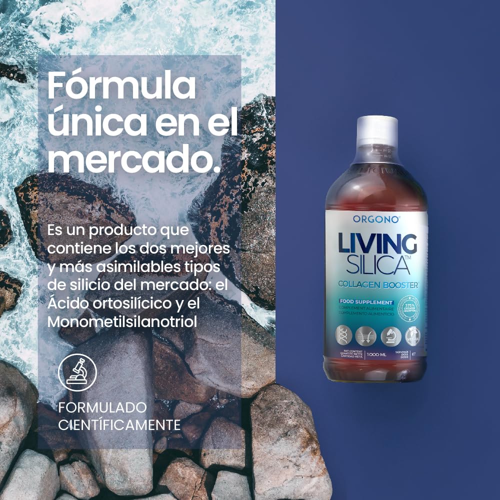 Orgono Living Silica Collagen Booster. Suplemento Vegano De Silicio Líquido Para Aumentar El Colágeno Y Reforzar Huesos Y Articulaciones. 1 Litro - 1000 Ml.