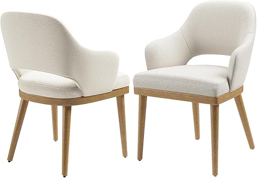 Miniatura 9 de Juego de 2 sillas de comedor de madera, sillas de comedor tapizadas de tela moderna, sillas auxiliares de cocina, silla de cena de granja con