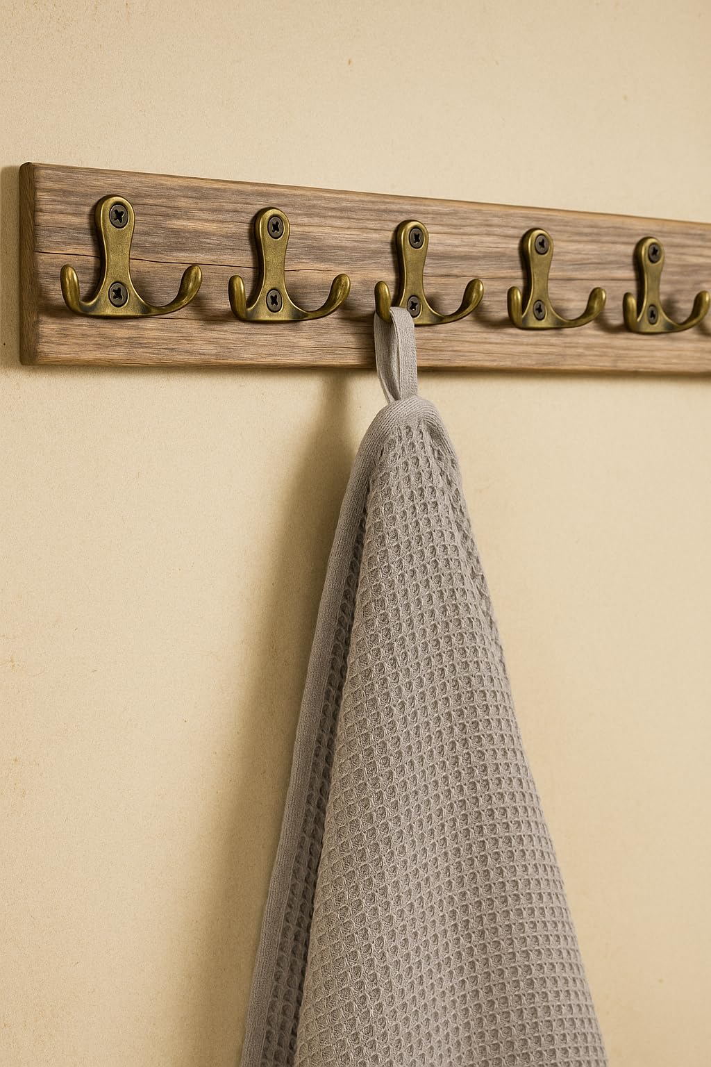 Fuxxer® Gancio doppio antico, gancio per cappotto, gancio per asciugamano, gancio in ferro con design in ottone e bronzo, vintage country house retrò, set da 6