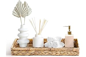 Rustic Woven Seagrass Guest Towel Tray Holder for Spa Decor