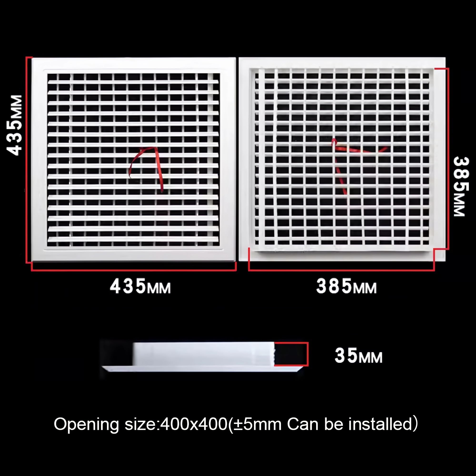 Griglia di ventilazione a parete in ABS | Dimensioni multiple bianche for armadio da cucina, guardaroba, bagno, garage: ventilazione(400x400mm)