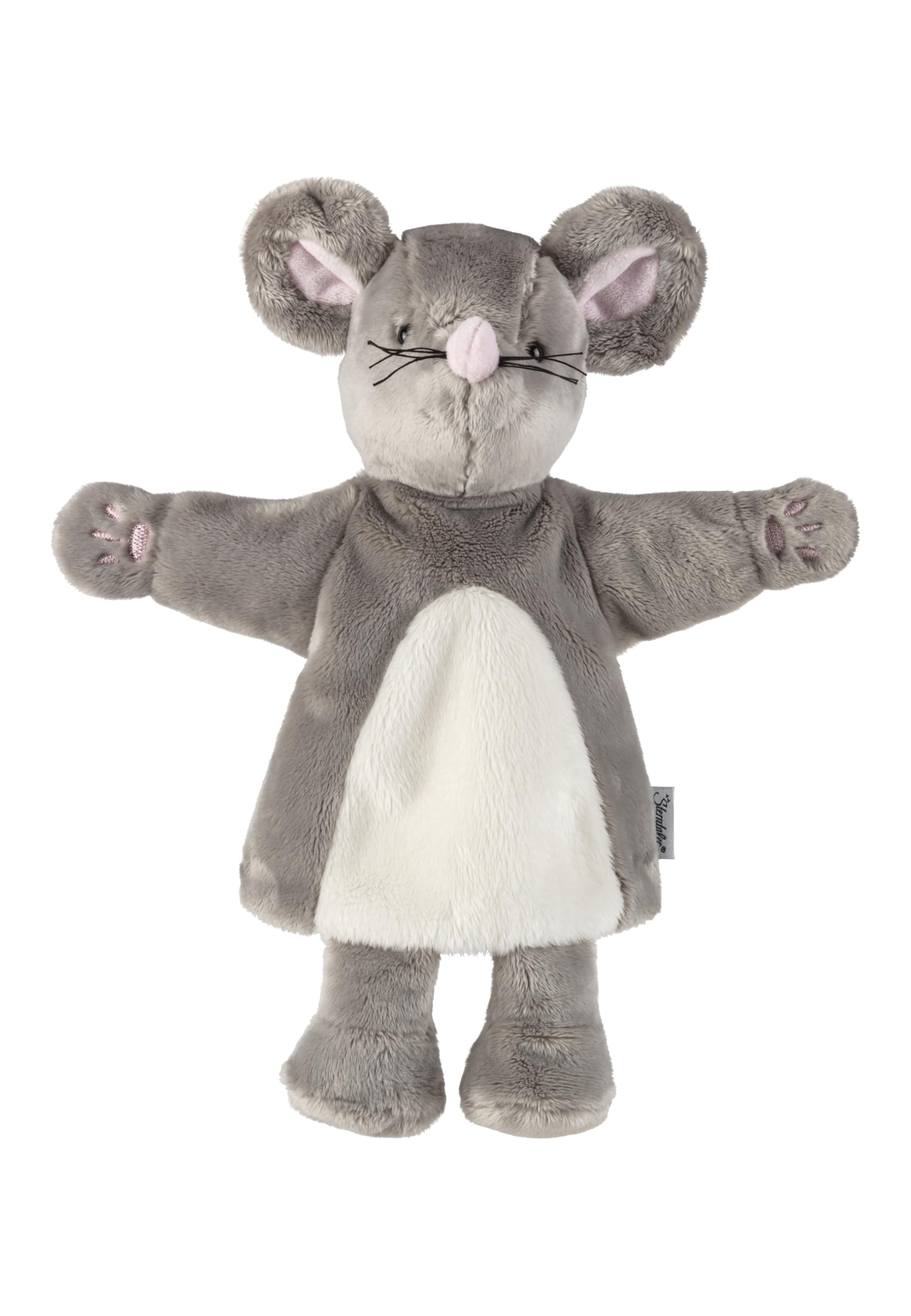 Sterntaler Pupazzo a mano – giocattolo morbido per bambini per teatro delle bambole, raccontare, coccolare e promuovere la voce, perfetto compagno di gioco e idea regalo, grigio
