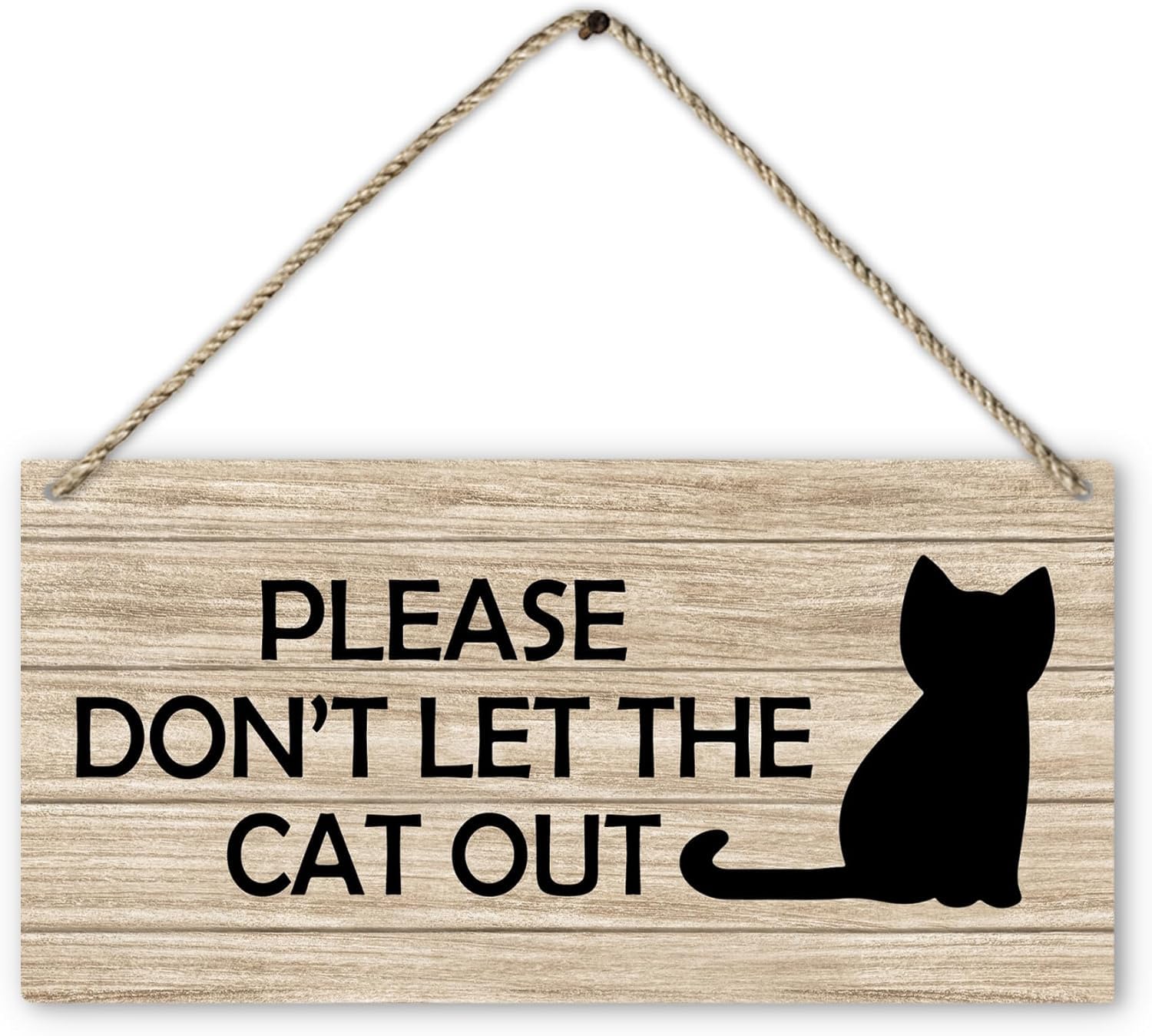 Pibonto Women's Wall Art 5X10 Inches Don't Let Cat Out White Wood Sign - Cat Lover Christmas Decor