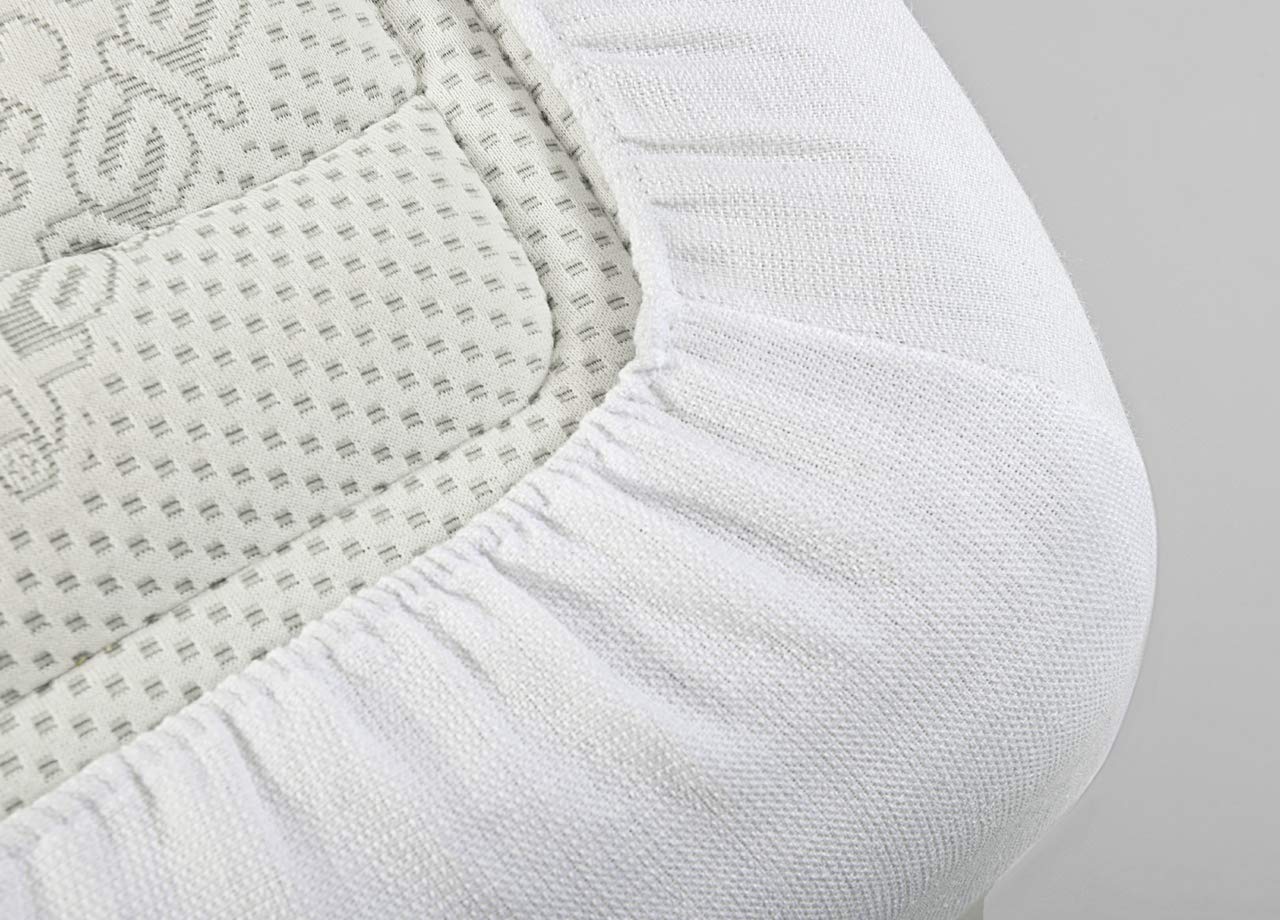 BIANCHERIAWEB Traversa Coprimaterasso Per Letto In Spugna 100% Cotone Jacquard Made In Italy Angoli Elasticizzati Matrimoniale Bianco 450gr/mq