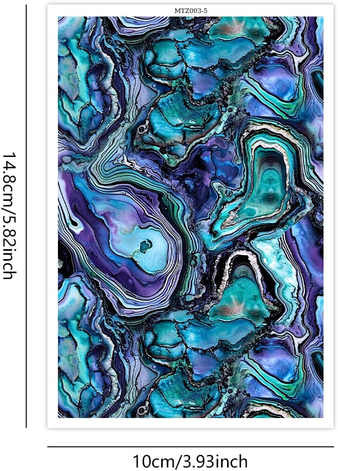 Briartw 10 Sheets Polymer Clay Transfer Paper - Agate Mirage Pattern- Per Sheet 5.82 x 3.93 inch - Water-Soluble Transfer Sheets Disposable Stickers for DIY Clay Jewelry Earrings Making