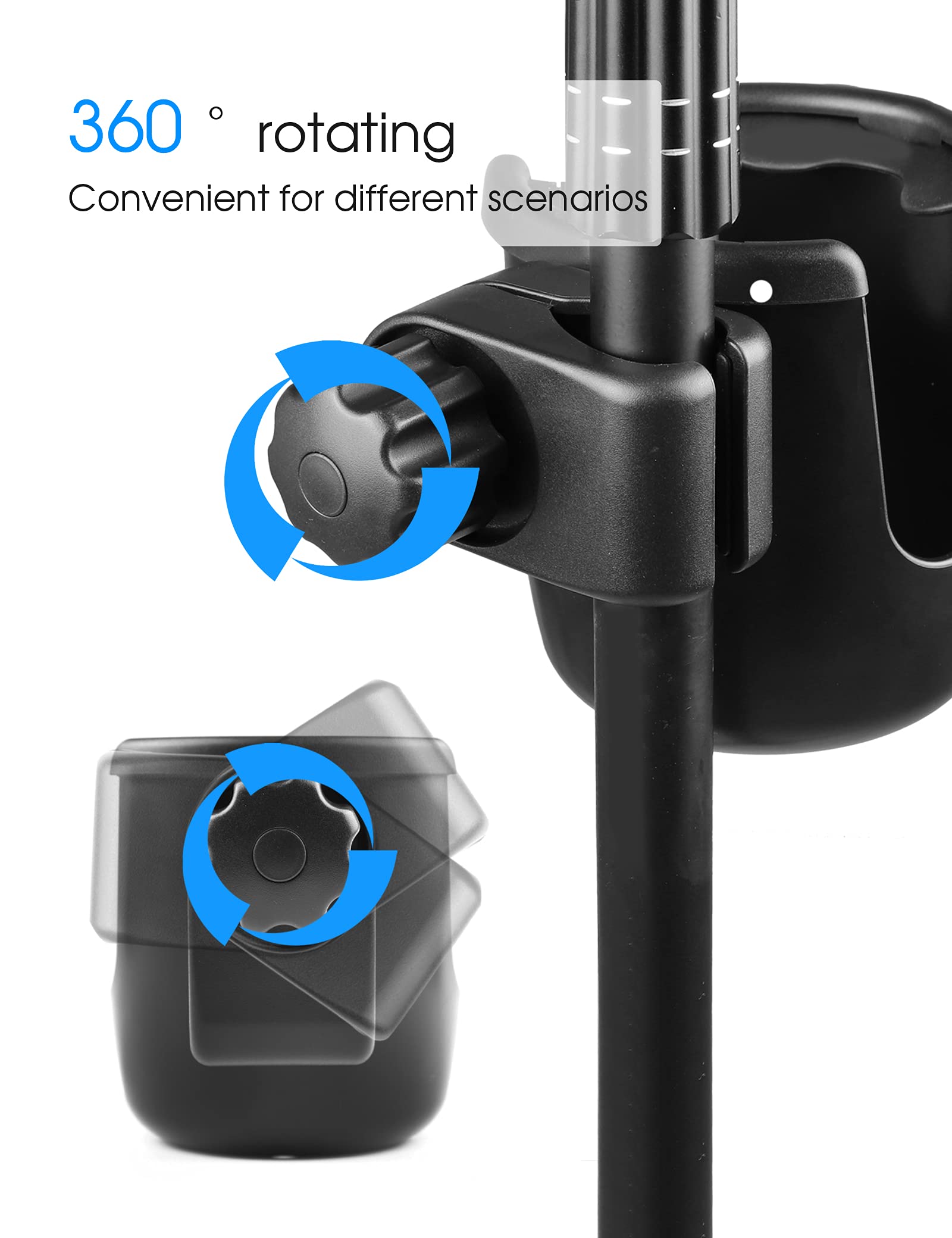 2-in-1 Cup Holder & Headphone Hanger - For Mic Stands & Music Equipment