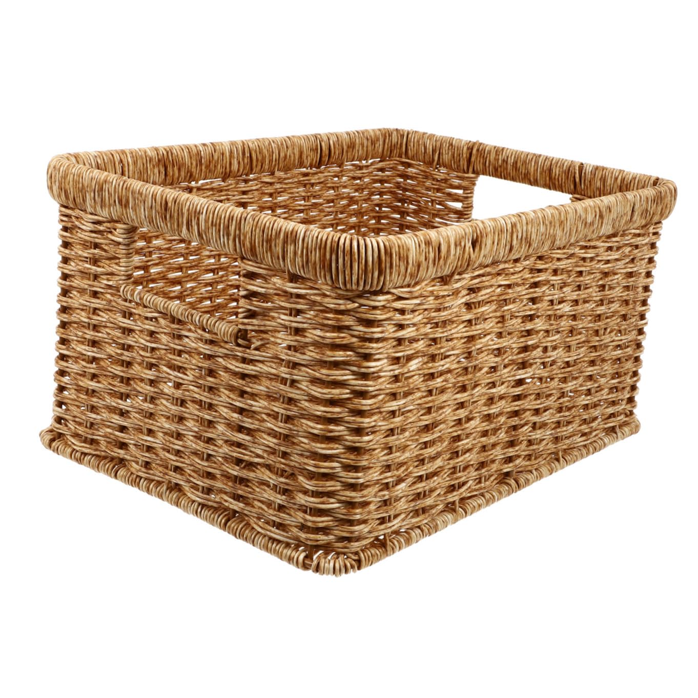 MAGICLULU Cesta de Almacenamiento de Plástico, Cesta para Ropa Sucia, Gran Capacidad, 34cm, Marrón, Adecuado para Lavandería y Cocina