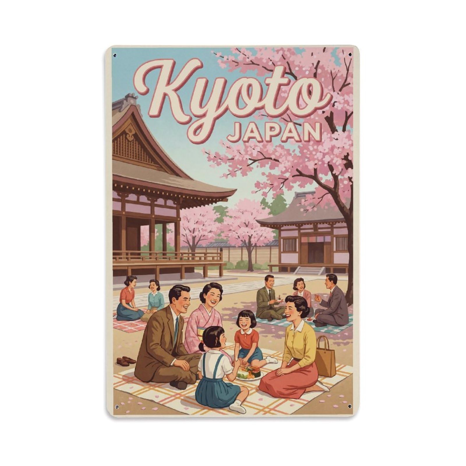 Gead 8X12inch Style Vintage Travel Kyoto Japan Hanami Metal Tin Sign