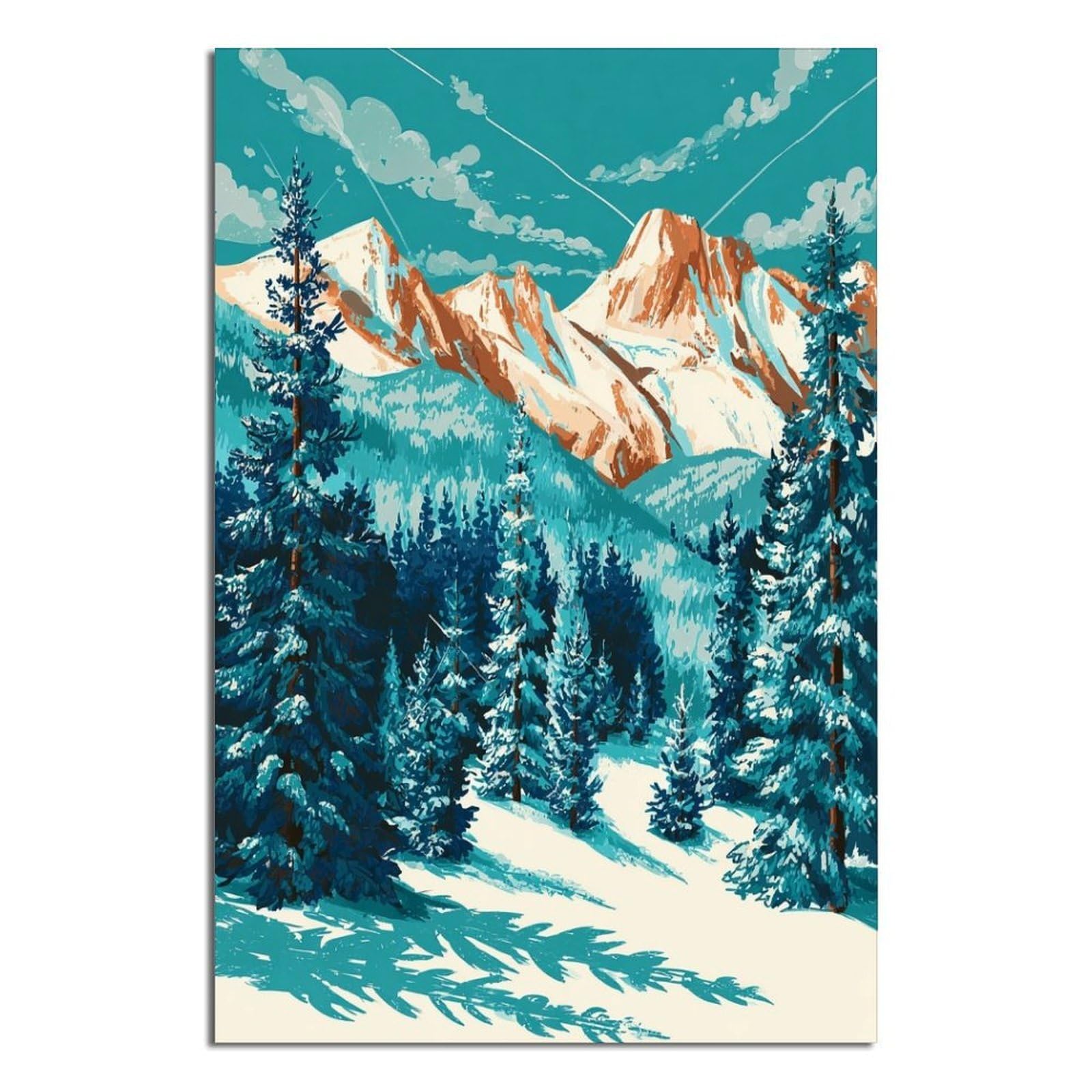 iPuzou Gstaad Switzerland Ski Posters 20x30inch(50x75cm) Vintage Watercolor Canvas Art
