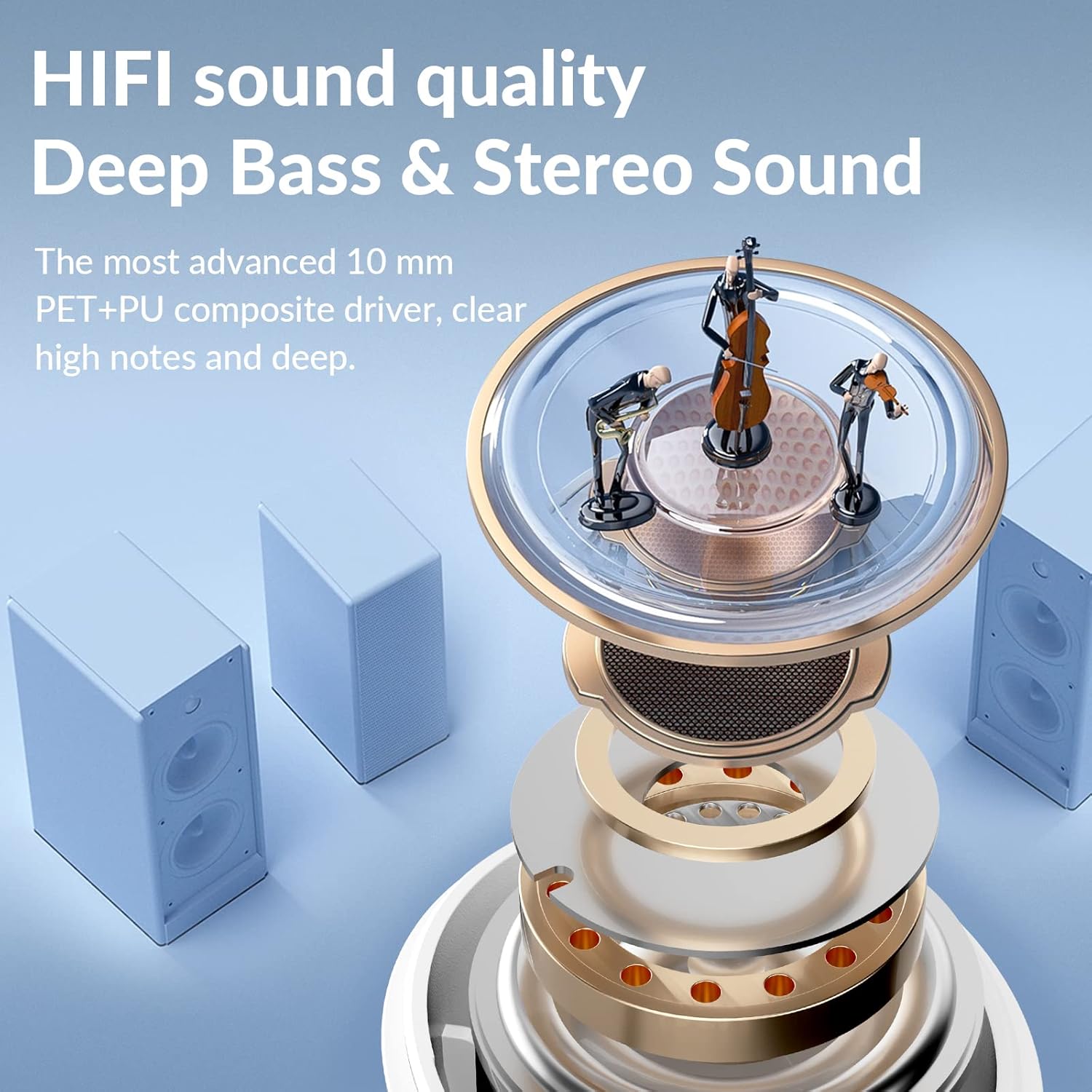 TONEMAC M3 Wireless Earbuds in their open charging case