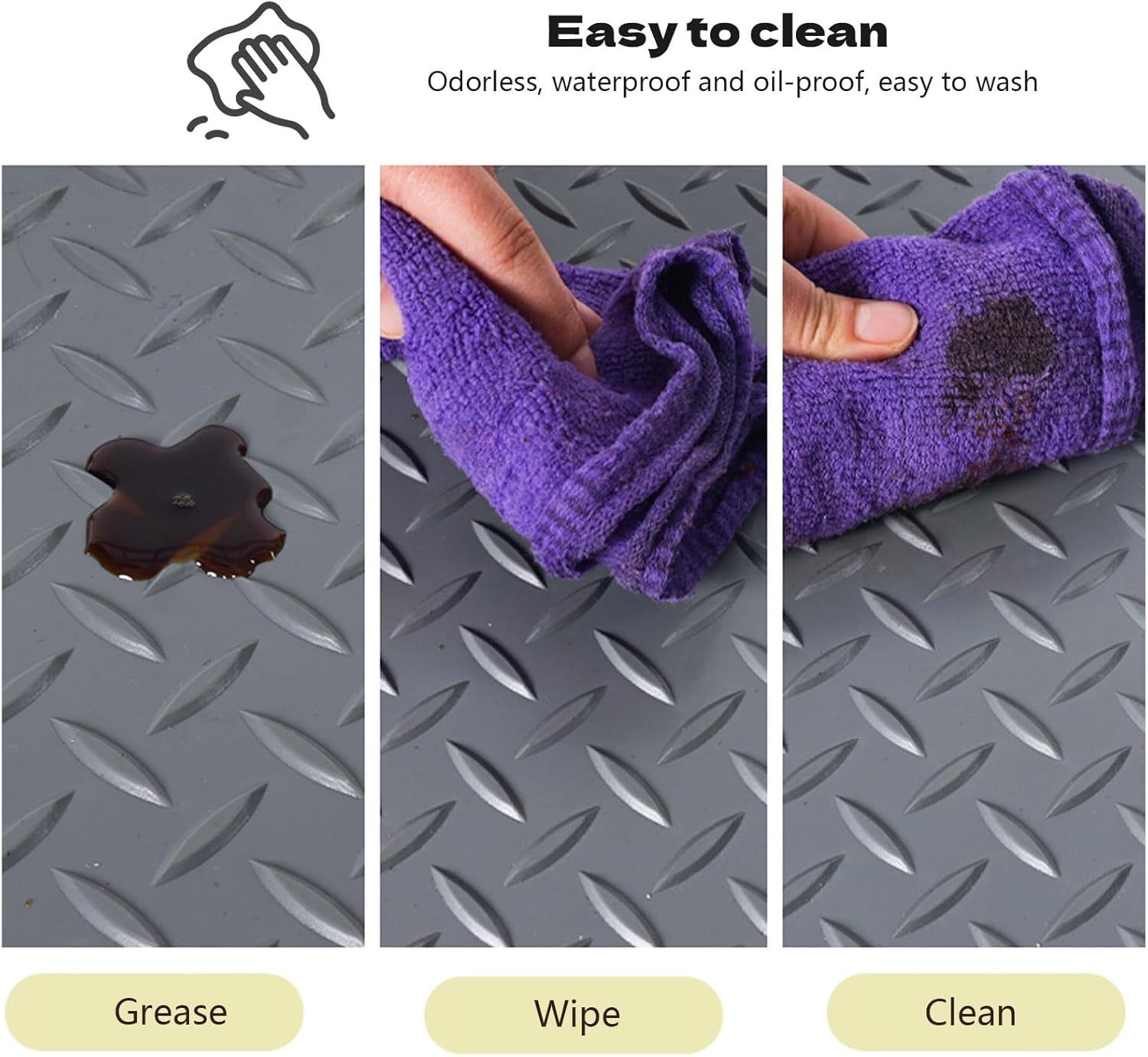 Garage Floor Mat, Thickened PVC Rubber Motorcycle Mats, Non-Slip Floor Protector Plate for Warehouse Gyms Trailer, Easy to Clean(Gray,0.9x5m)