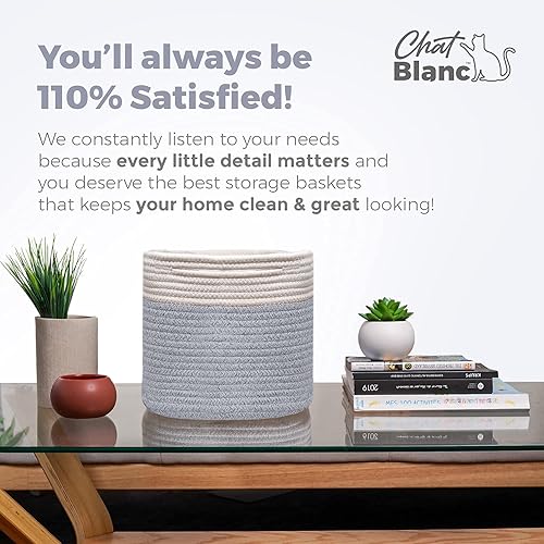 Miniatura 42 de CHAT BLANC Cestas de cuerda de algodón para organizar Cestas de almacenamiento de 15 x 10 x 9 pulgadas para estantes Canastas pequeñas tejidas