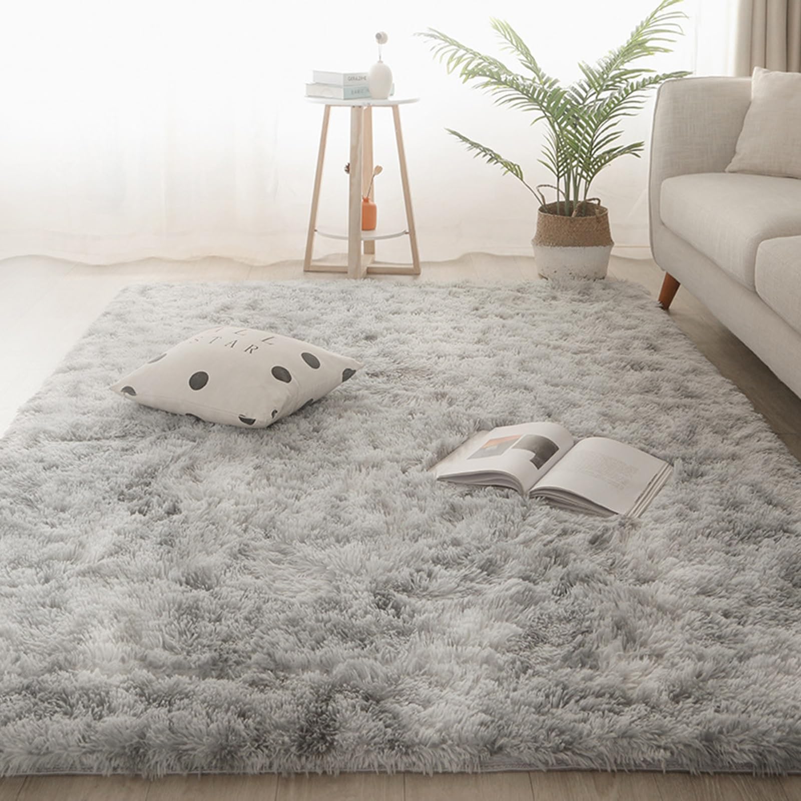Tapis de chambre blanc gris 265x305 cm grand format lavable